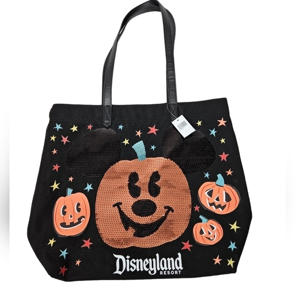 Disney Handbags - NWT Disney Disneyland Resort Halloween Sequin Pumpkin Mickey Mouse Tote Bag‎